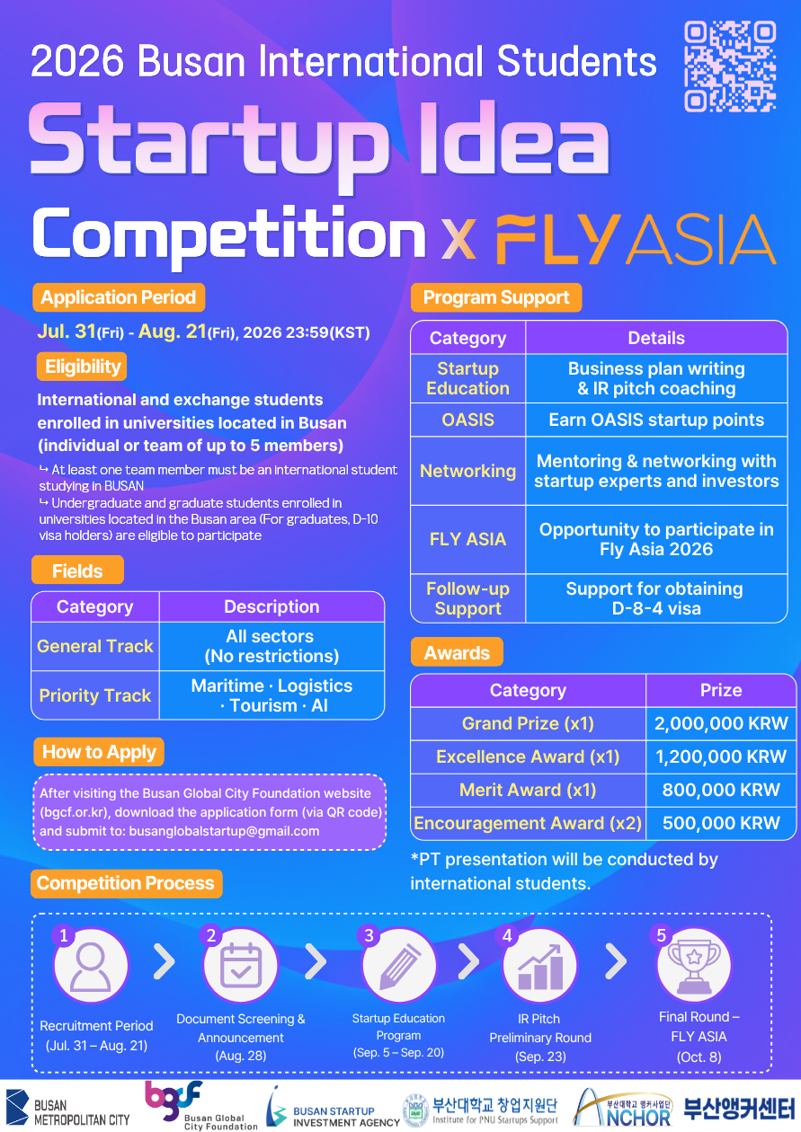 2026 Busan International Student Start-up Idea Competition poster